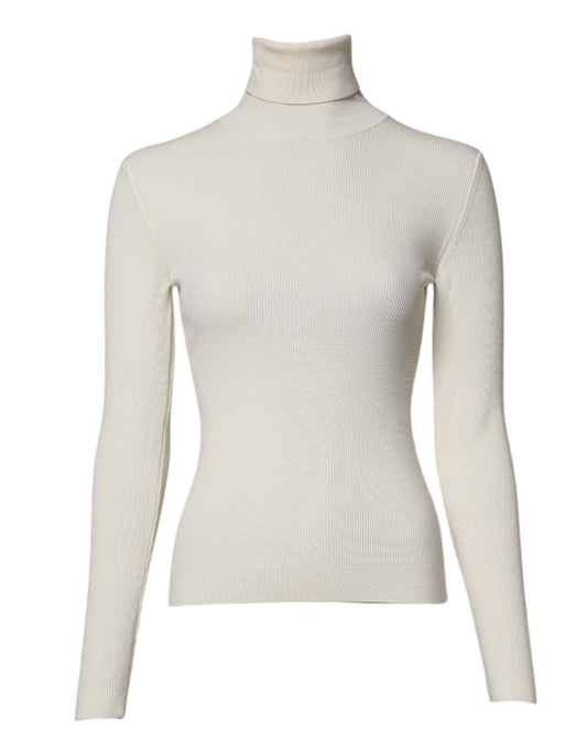 Dolce & Gabbana Cream Long Sleeves Turtleneck Slim Sweater