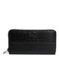 Dolce & Gabbana Black Leather Logo Plaque Zip Around Continental Wallet
