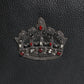 Dolce & Gabbana Black Calfskin Crown Embellished Clutch Pouch Bag