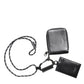 Dolce & Gabbana Black Leather Lanyard Zip Around Card Holder Wallet