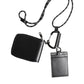 Dolce & Gabbana Black Leather Lanyard Zip Around Card Holder Wallet