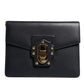 Dolce & Gabbana Black Leather Logo Gold Crossbody Purse Bag