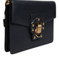 Dolce & Gabbana Black Leather Logo Gold Crossbody Purse Bag