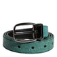 Dolce & Gabbana Green Ostrich Leather Silver Metal Buckle Belt