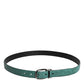 Dolce & Gabbana Green Ostrich Leather Silver Metal Buckle Belt