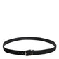 Dolce & Gabbana Black Cotton Blend Silver Metal Buckle Belt