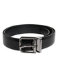 Dolce & Gabbana Black Shiny Leather Silver Metal Buckle Belt