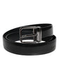 Dolce & Gabbana Black Shiny Leather Silver Metal Buckle Belt
