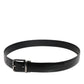Dolce & Gabbana Black Shiny Leather Silver Metal Buckle Belt