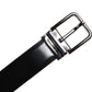 Dolce & Gabbana Black Shiny Leather Silver Metal Buckle Belt