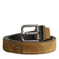 Dolce & Gabbana Brown Velvet Leather Logo Buckle Belt