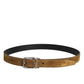 Dolce & Gabbana Brown Velvet Leather Logo Buckle Belt
