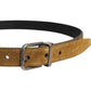 Dolce & Gabbana Brown Velvet Leather Logo Buckle Belt