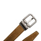 Dolce & Gabbana Brown Velvet Leather Logo Buckle Belt