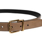 Dolce & Gabbana Brown Leather Classic Metal Logo Buckle Belt
