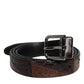Dolce & Gabbana Brown Exotic Leather Metal Logo Buckle Belt