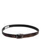 Dolce & Gabbana Brown Exotic Leather Metal Logo Buckle Belt