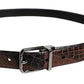 Dolce & Gabbana Brown Exotic Leather Metal Logo Buckle Belt