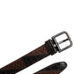Dolce & Gabbana Brown Exotic Leather Metal Logo Buckle Belt