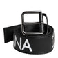Dolce & Gabbana Black Leather Classic Metal Logo Buckle Belt Mens