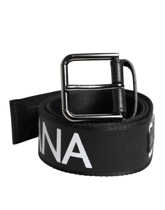Dolce & Gabbana Black Leather Classic Metal Logo Buckle Belt Mens