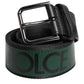 Dolce & Gabbana Green Black Classic Metal Logo Buckle Belt