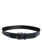Dolce & Gabbana Black Blue Polyester Printed Metal Buckle Belt