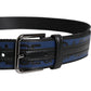 Dolce & Gabbana Black Blue Polyester Printed Metal Buckle Belt