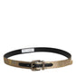 Dolce & Gabbana Gold Leather Jacquard Silver Metal Buckle Belt