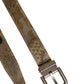 Dolce & Gabbana Gold Leather Jacquard Silver Metal Buckle Belt