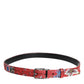 Dolce & Gabbana Red Floral DG Embellished Metal Buckle Belt