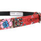 Dolce & Gabbana Red Floral DG Embellished Metal Buckle Belt