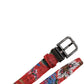 Dolce & Gabbana Red Floral DG Embellished Metal Buckle Belt