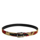 Dolce & Gabbana Gold Floral Jacquard Leather Metal Buckle Belt
