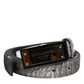 Dolce & Gabbana Silver Classic Gold Logo Plaque Buckle Belt