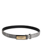 Dolce & Gabbana Silver Classic Gold Logo Plaque Buckle Belt
