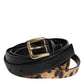 Dolce & Gabbana Black Leopard Classic Gold Metal Buckle Belt