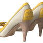 Tod's Yellow Off White Peep Toe Heels Pumps Shoes