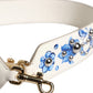 Dolce & Gabbana White Blue Floral Leather Stud Shoulder Strap