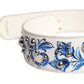 Dolce & Gabbana White Blue Floral Leather Stud Shoulder Strap