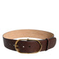 Dolce & Gabbana Brown Logo Engraved Metal Waist Buckle Belt