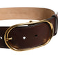 Dolce & Gabbana Brown Logo Engraved Metal Waist Buckle Belt