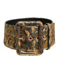 Dolce & Gabbana Gold Spotted Jacquard Fabric Wide Waist Belt