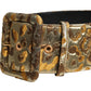 Dolce & Gabbana Gold Spotted Jacquard Fabric Wide Waist Belt