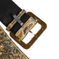 Dolce & Gabbana Gold Spotted Jacquard Fabric Wide Waist Belt