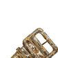 Dolce & Gabbana Gold Spotted Jacquard Fabric Wide Waist Belt