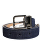 Dolce & Gabbana Blue Denim Silver Logo Metal Waist Buckle Belt