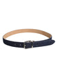 Dolce & Gabbana Blue Denim Silver Logo Metal Waist Buckle Belt