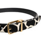 Dolce & Gabbana Brown White Pony Leather Metal Buckle Belt