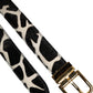 Dolce & Gabbana Brown White Pony Leather Metal Buckle Belt